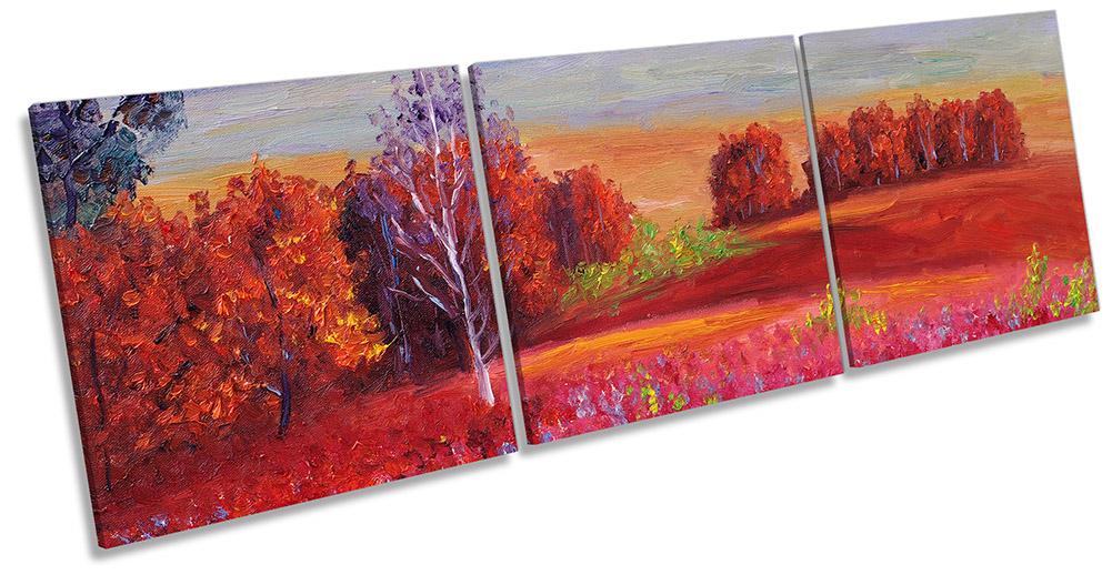 Red Landscape Paint Repro Framed CANVAS PRINT Triple Wall Art | eBay