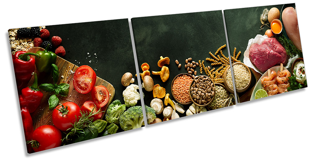 Fresh Vegetables Kitchen Food Framed CANVAS PRINT Triple Wall Art | eBay