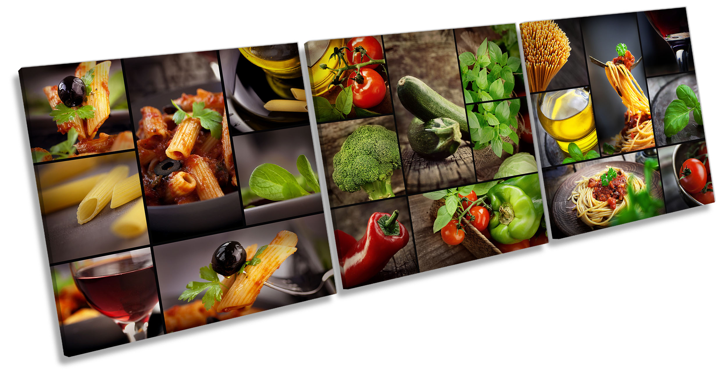Food Kitchen Italian Set of 3 CANVAS WALL ART Print Treble Multi ...