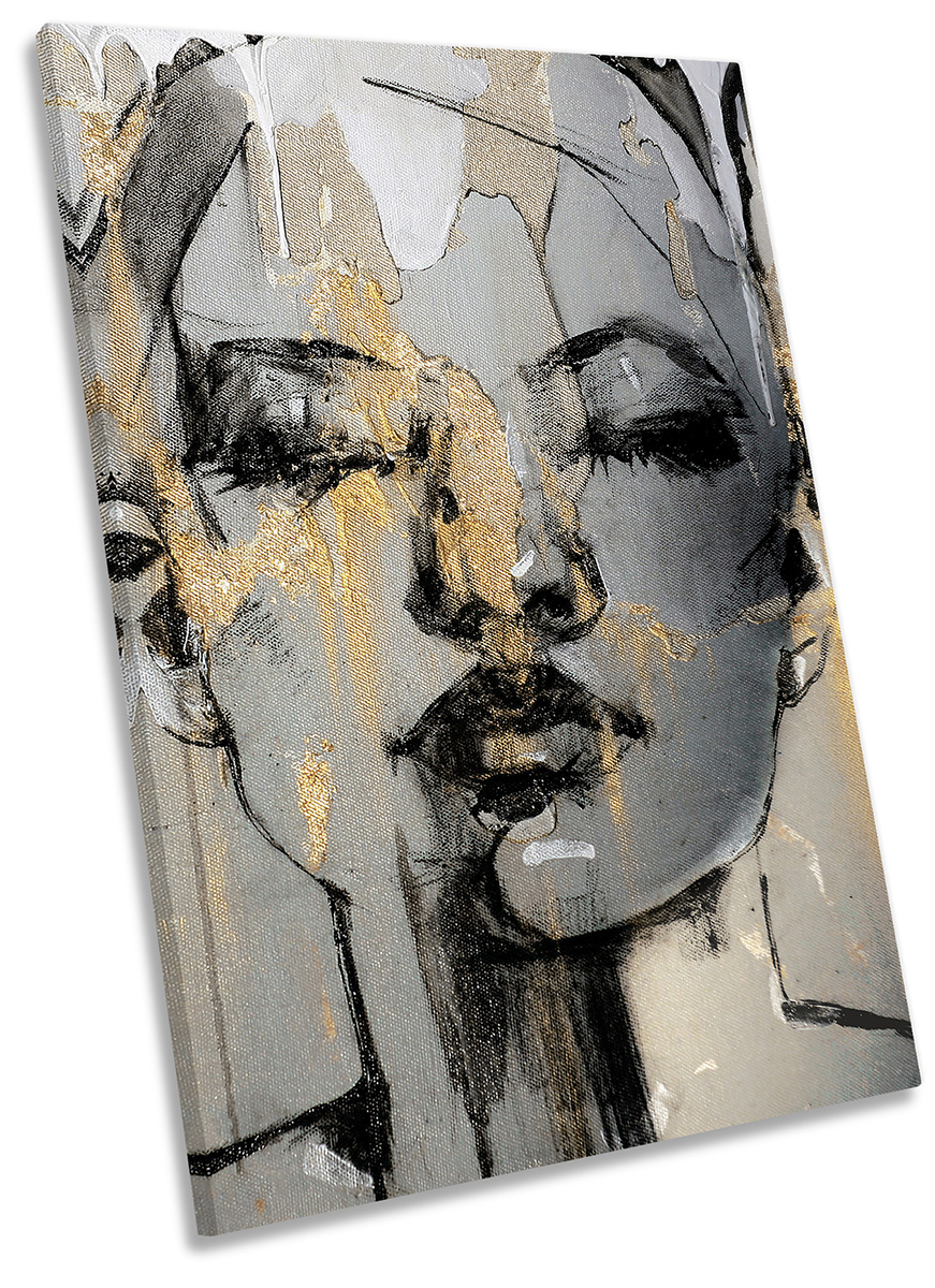 Woman Face Modern Print CANVAS WALL ART Portrait Picture Grey | eBay