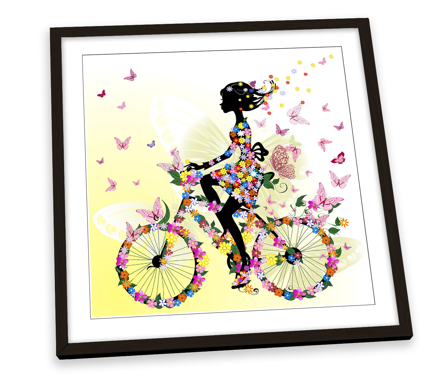 Butterfly Bicycle Fashion Yellow FRAMED ART PRINT Picture Square ...