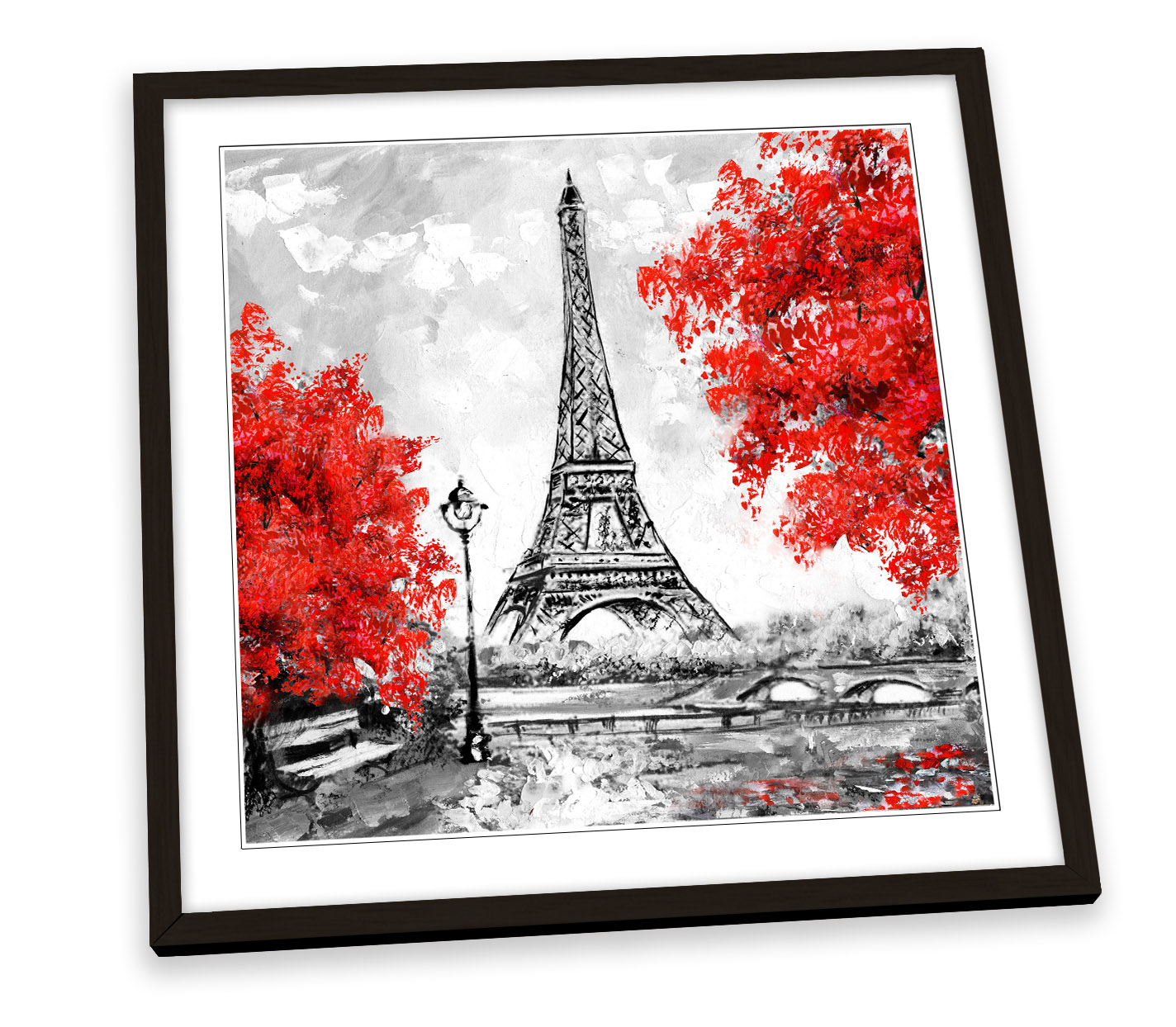 EIFFEL TOWER FLOWERS  BEAUTIFUL PICTURE  PHOTO PRINT ON FRAMED CANVAS WALL ART 