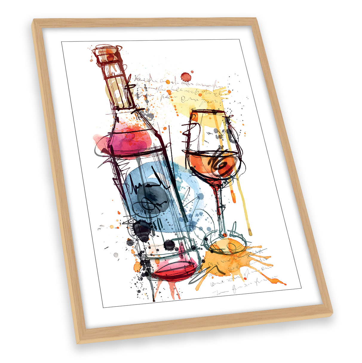 Different Bottles of Vintage Wine Framed Print Picture Poster Kitchen Art 